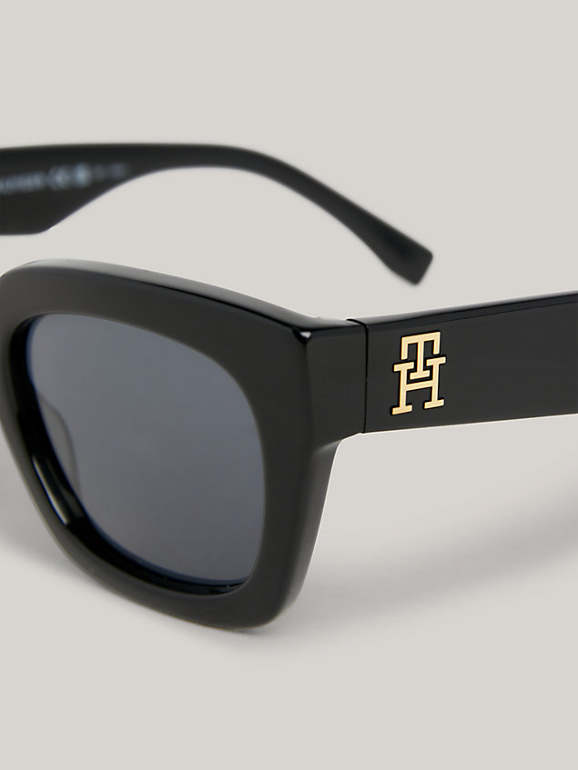 black cat-eye-sonnenbrille mit th-monogramm für damen - tommy hilfiger