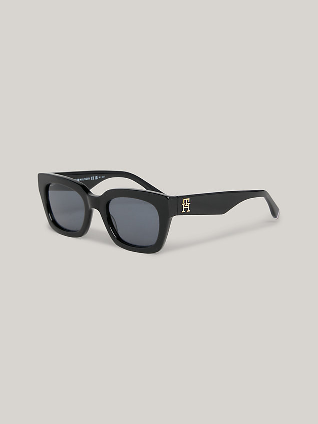 black cat-eye th monogram sunglasses for women tommy hilfiger