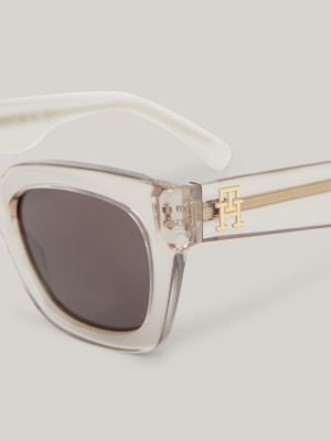 beige cat-eye-sonnenbrille mit th-monogramm für damen - tommy hilfiger