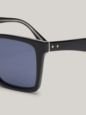 black quadratische sonnenbrille mit nietendetails für herren - tommy hilfiger