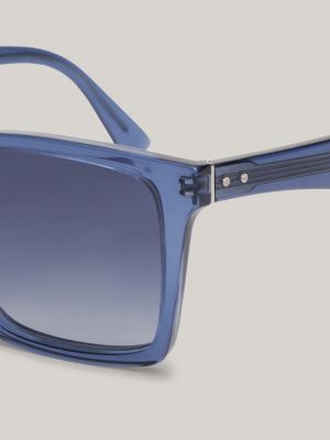 blue quadratische sonnenbrille mit nietendetails für herren - tommy hilfiger