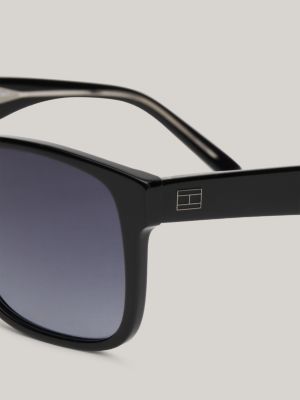 black sonnenbrille mit quadratischen gläsern und flag für herren - tommy hilfiger
