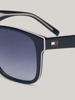 blue sonnenbrille mit quadratischen gläsern und flag für herren - tommy hilfiger