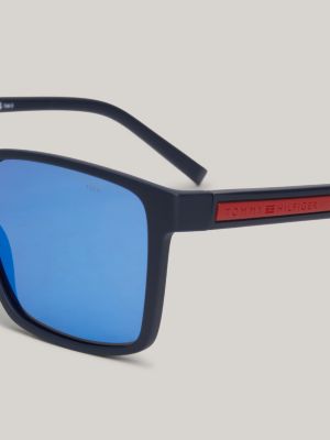 blue quadratische verspiegelte sonnenbrille für herren - tommy hilfiger