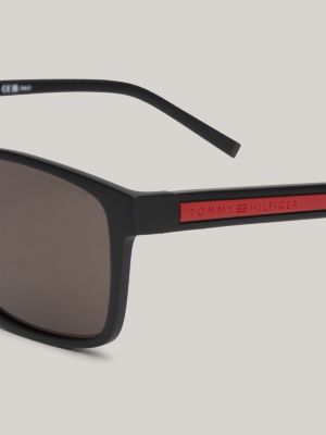 black rechteckige verspiegelte sonnenbrille für herren - tommy hilfiger