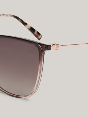 grey cat-eye-sonnenbrille mit schildpatt-optik für damen - tommy hilfiger