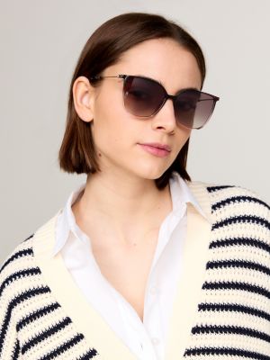 Tortoiseshell Tip Cat-Eye Sunglasses | Grey | Tommy Hilfiger