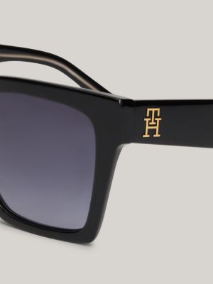 black cat-eye-sonnenbrille mit oversize-gläsern für damen - tommy hilfiger