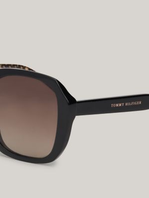 black oversize-sonnenbrille mit quadratischen gläsern für damen - tommy hilfiger