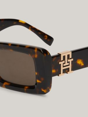 brown kleine sonnenbrille mit th-monogramm für damen - tommy hilfiger
