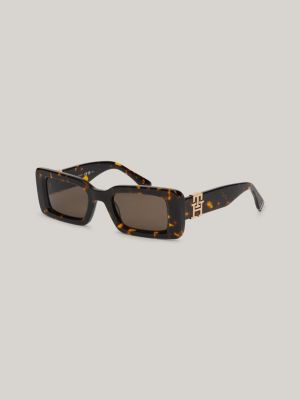 brown kleine sonnenbrille mit th-monogramm für damen - tommy hilfiger