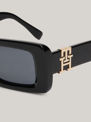 black kleine sonnenbrille mit th-monogramm für damen - tommy hilfiger