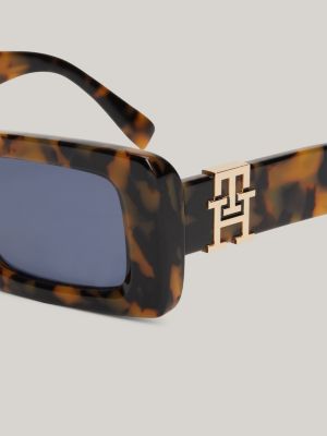 brown kleine sonnenbrille mit th-monogramm für damen - tommy hilfiger