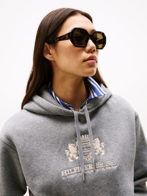 braun sechseckige sonnenbrille mit th-monogramm für damen - tommy hilfiger