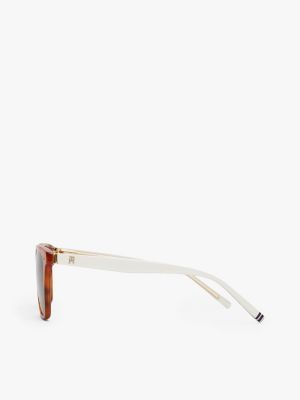 lunettes de soleil carrées à monogramme th rouge pour femmes tommy hilfiger