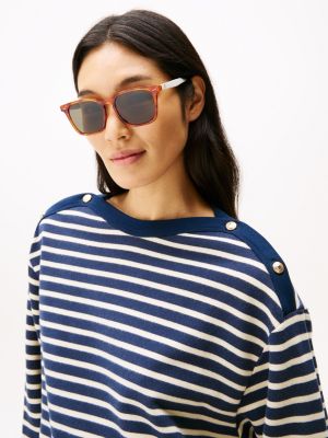 rot quadratische sonnenbrille mit th-monogramm für damen - tommy hilfiger