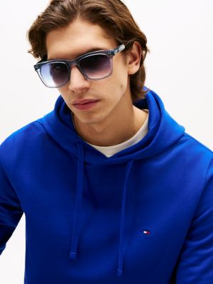 occhiali da sole con lenti quadrati blu da uomini tommy hilfiger