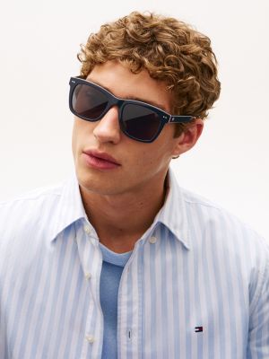 lunettes de soleil carrées bleu pour hommes tommy hilfiger