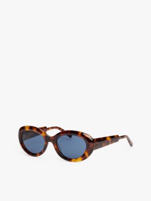 brown ovale sonnenbrille für damen - tommy hilfiger