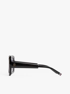 lunettes de soleil carrées noir pour femmes tommy hilfiger