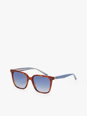 red quadratische sonnenbrille für damen - tommy hilfiger