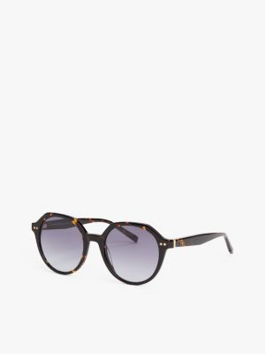 lunettes de soleil rondes marron pour femmes tommy hilfiger