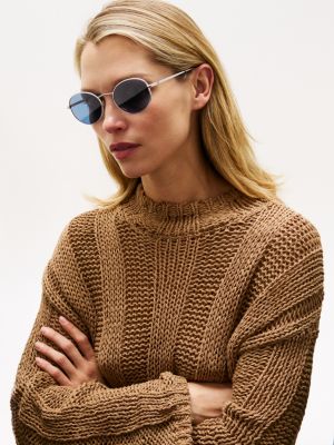 blue oval sunglasses for adults gender inclusive tommy hilfiger
