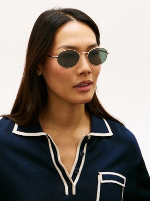 green oval sunglasses for adults gender inclusive tommy hilfiger