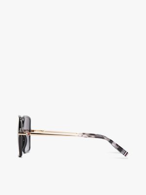 lunettes de soleil carrées noir pour femmes tommy hilfiger