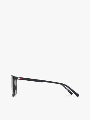 lunettes de soleil carrées en silicone bleu pour hommes tommy hilfiger