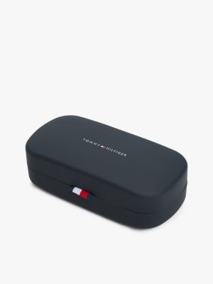 lunettes de soleil carrées en silicone bleu pour hommes tommy hilfiger
