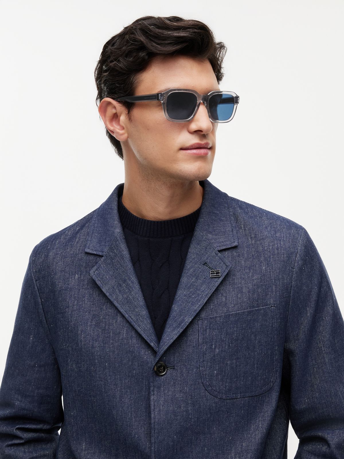 Signature Tip Square Sunglasses — Grey