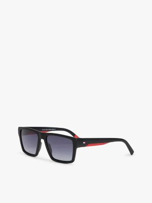 black quadratische sonnenbrille mit flag für herren - tommy hilfiger