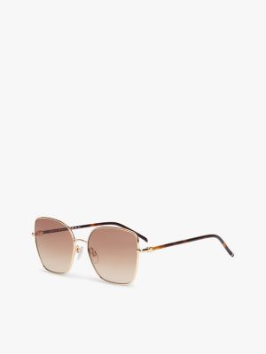 brown cat-eye-sonnenbrille mit th-monogramm für damen - tommy hilfiger