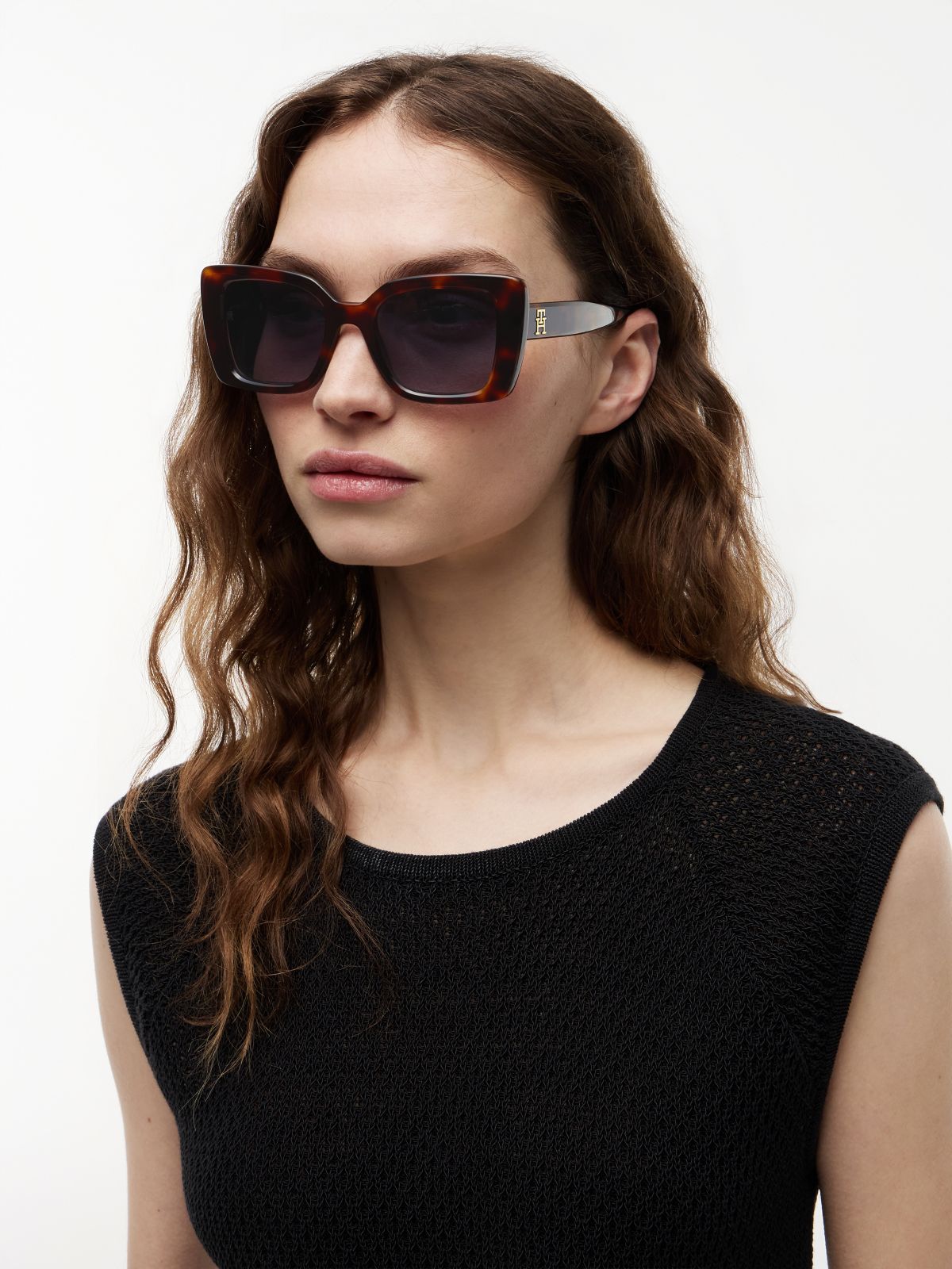 TH Monogram Polarised Cat Eye Sunglasses — Brown