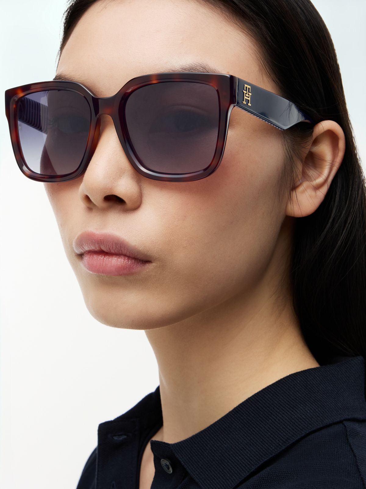 TH Monogram Polarised Square Sunglasses — Brown