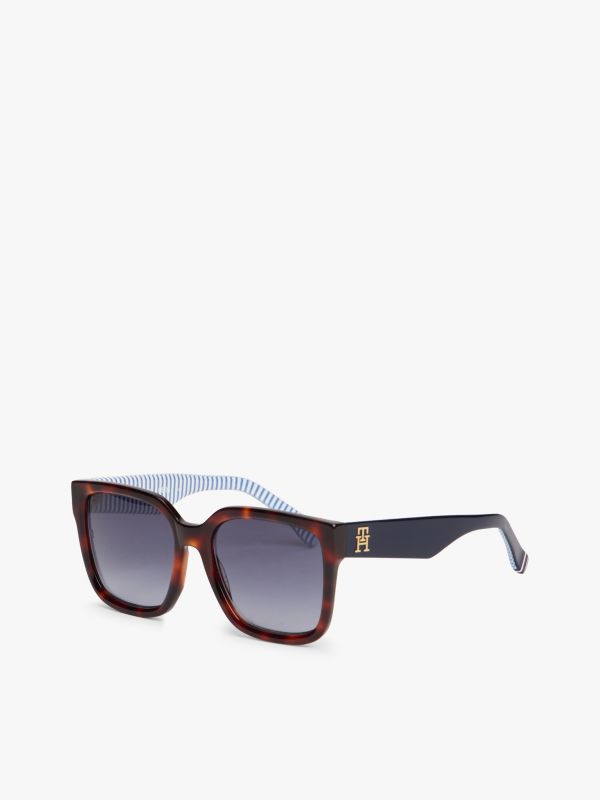 TH Monogram Polarised Square Sunglasses — Brown
