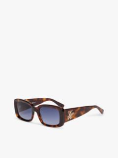 Logo Plaque Rectangular Sunglasses — Brown 1