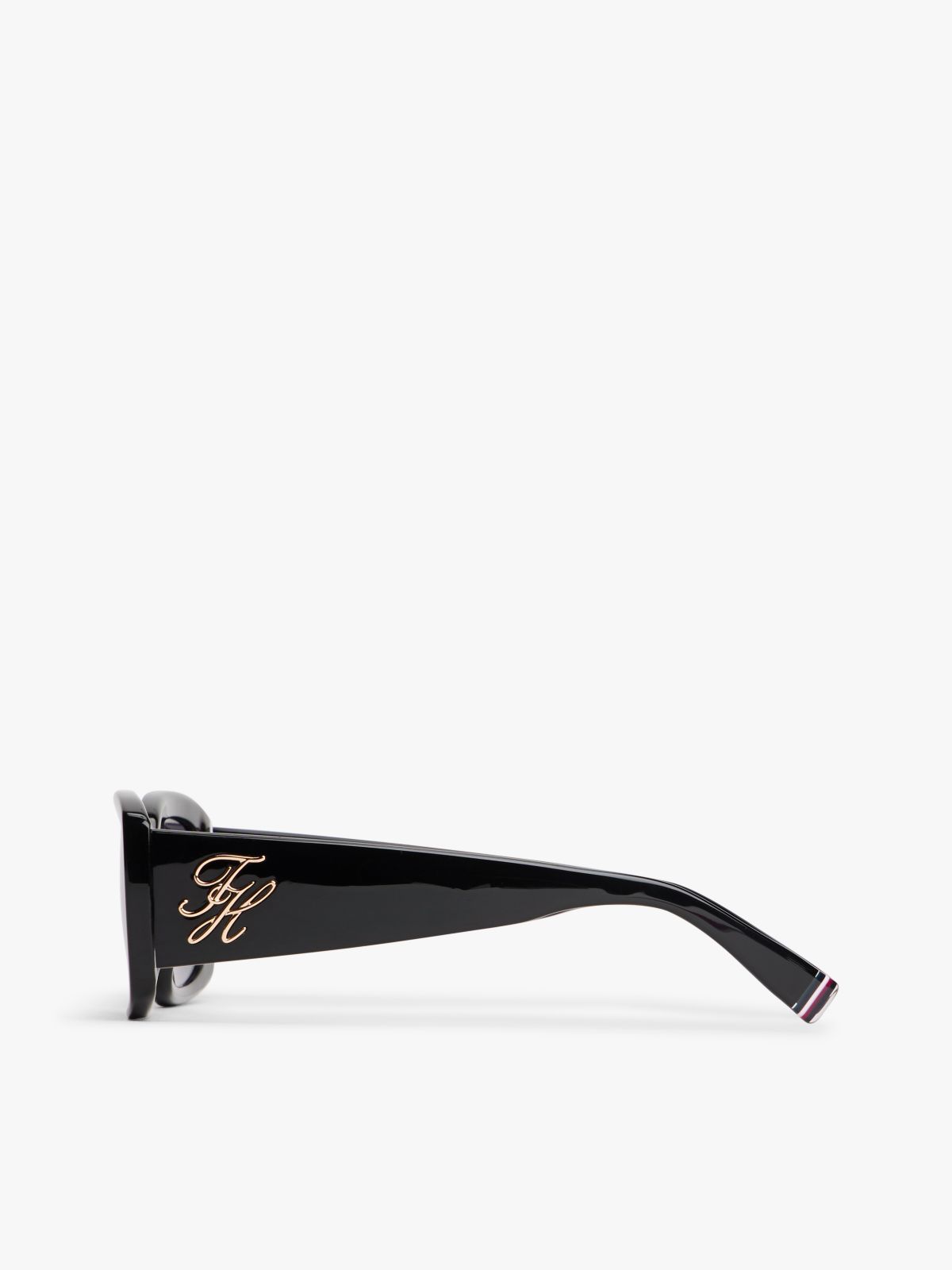 Logo Plaque Rectangular Sunglasses — Black