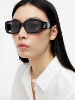 Logo Plaque Rectangular Sunglasses — Black 3