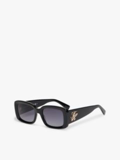 Logo Plaque Rectangular Sunglasses — Black 1