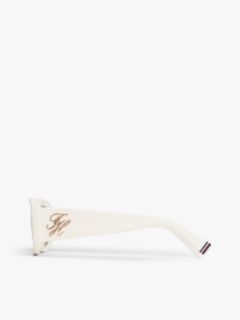 Logo Plaque Rectangular Sunglasses — White 2