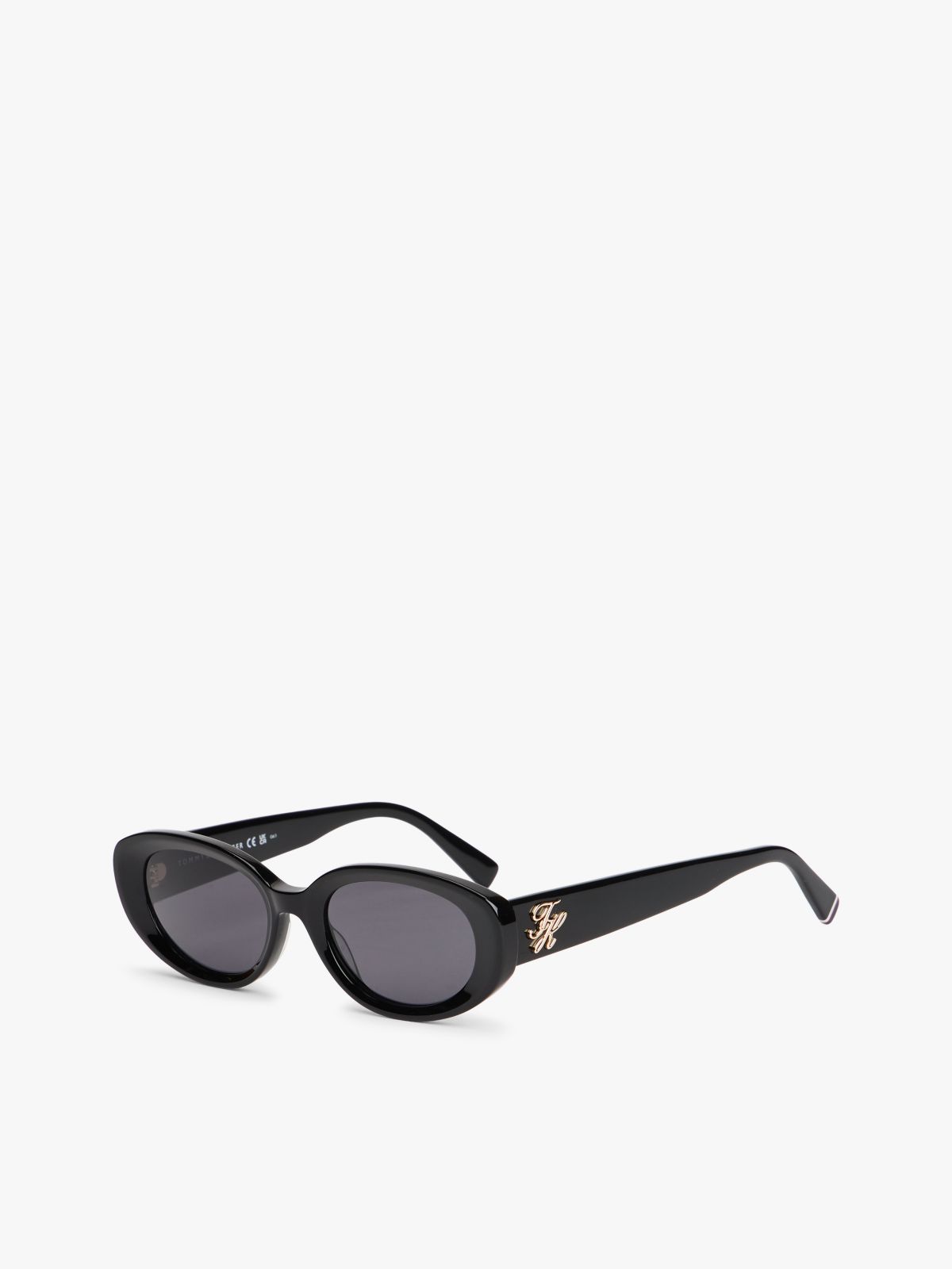Logo Plaque Oval Sunglasses — Black