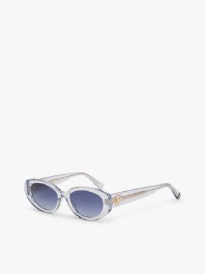 blue ovale sonnenbrille mit logo-emblem für damen - tommy hilfiger