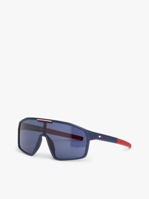blue masken-sonnenbrille mit branding für herren - tommy hilfiger