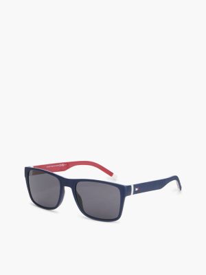 blue pique texture rectangular sunglasses for men tommy hilfiger