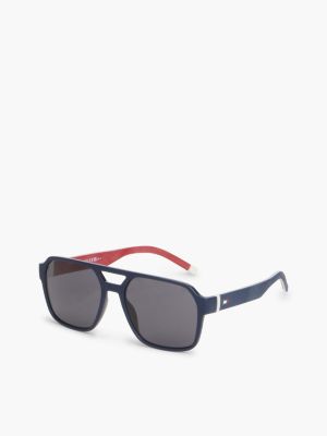 blue piloten-sonnenbrille mit pique-struktur für herren - tommy hilfiger