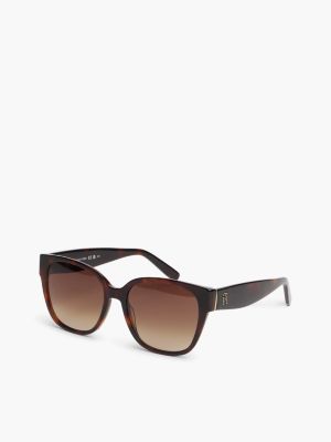 brown th monogram global stripe sunglasses for women tommy hilfiger
