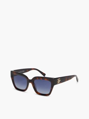 brown logo temple rectangular sunglasses for women tommy hilfiger