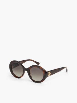 brown logo temple round sunglasses for women tommy hilfiger